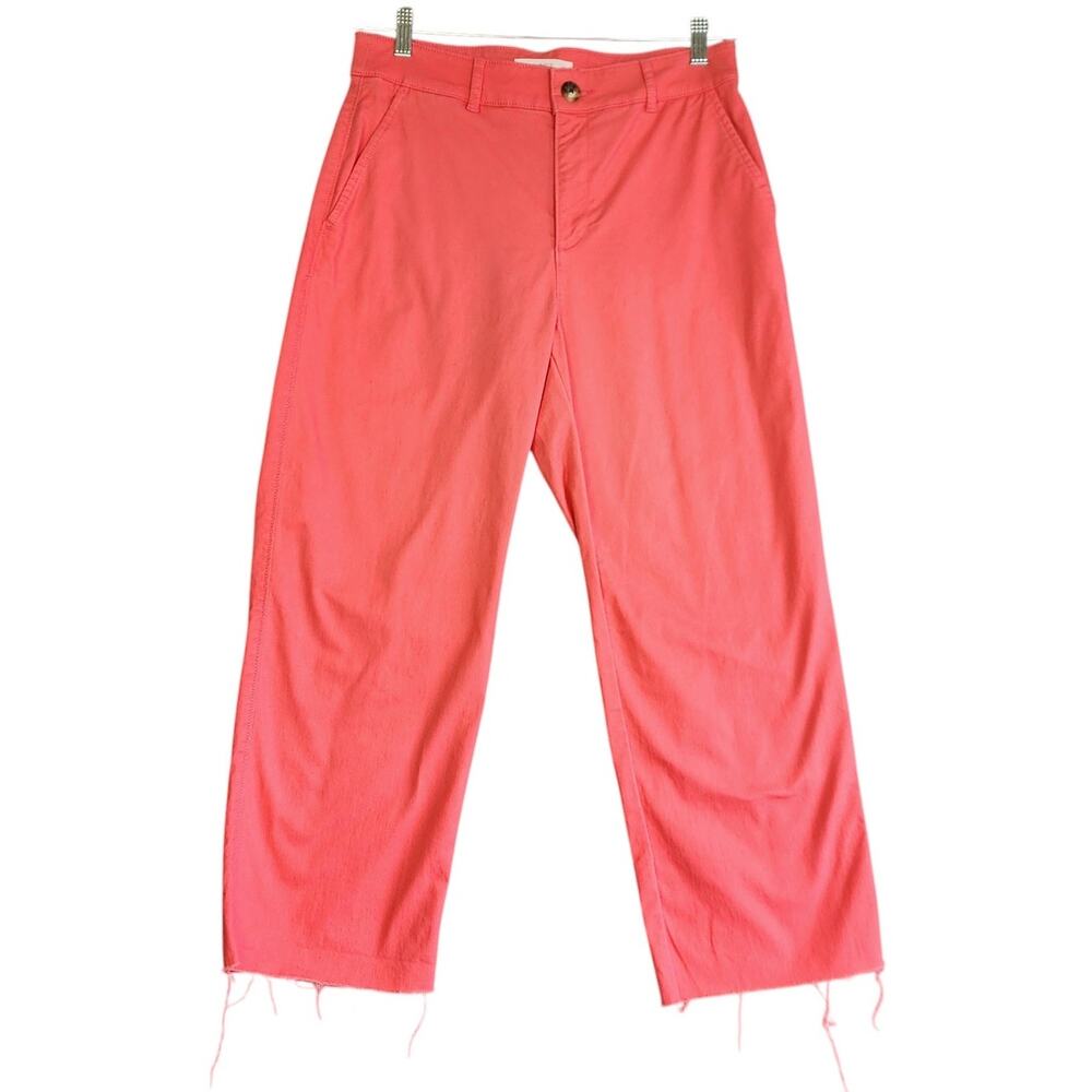 Loft Womens Monroe Straight Chino Pants Size 6 Chic‎ Pink Raw Hem Cropped Ankle
